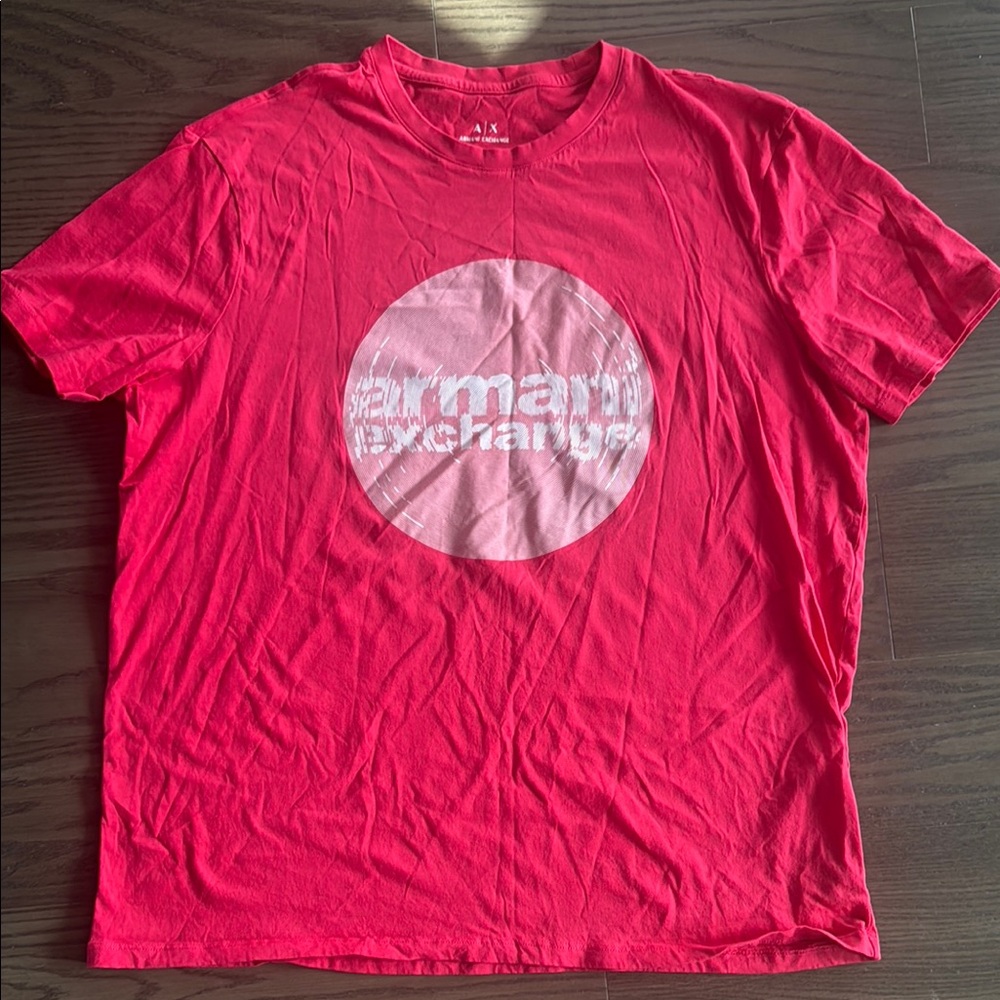 Armani Exchange Red Short Sleeve Tee Vibrant Design XXL
